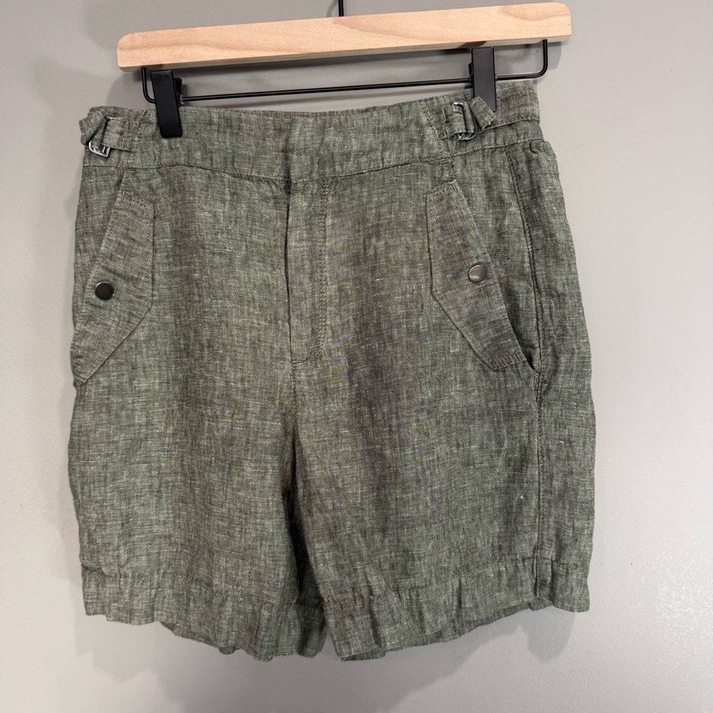 Athleta Voyager Linen Shorts - Aspen Olive‎ Green Size 4